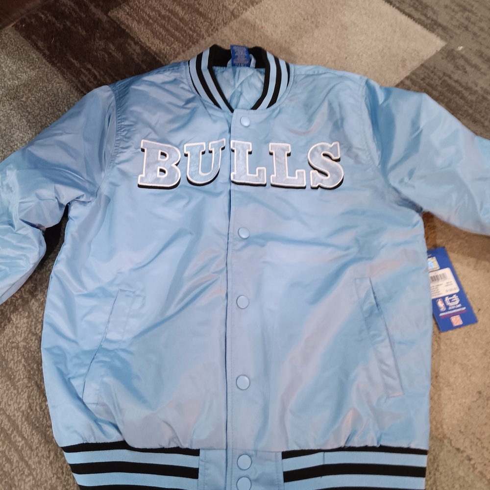 NBA Bulls Light Blue Bomber Jacket